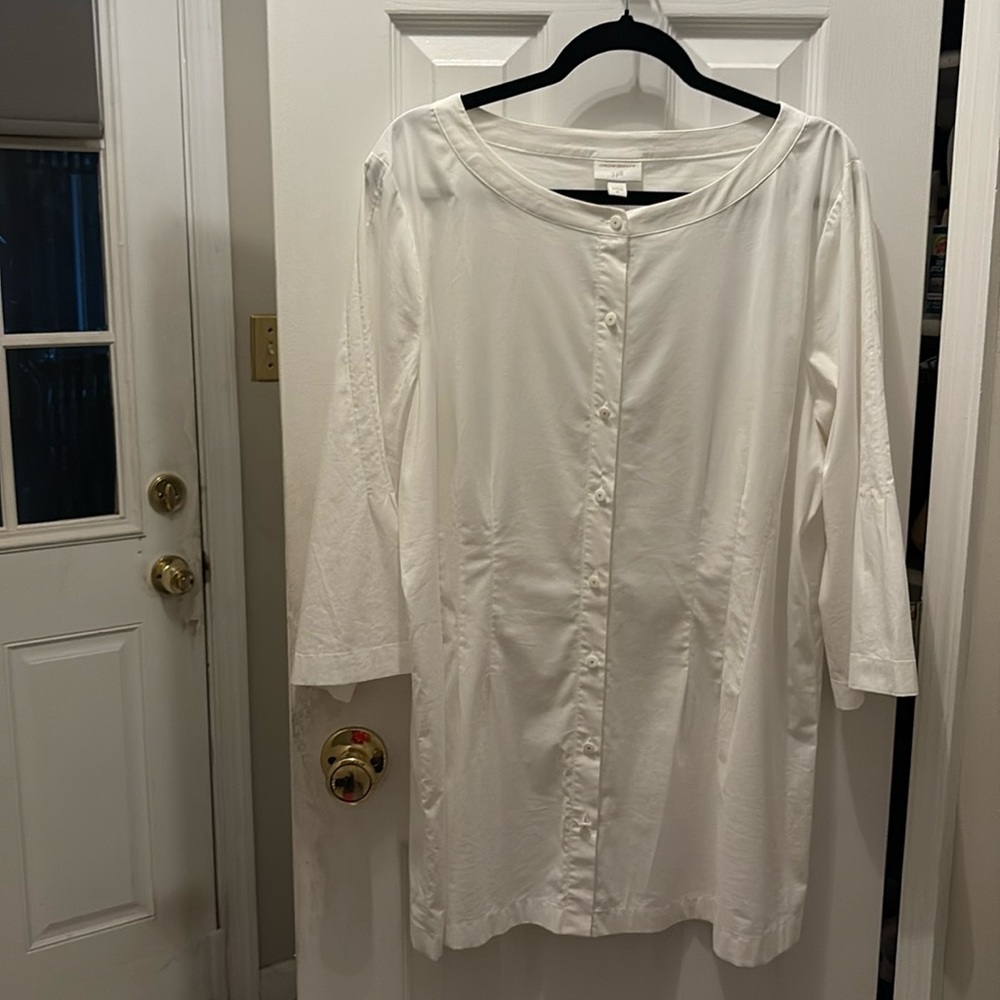 J Jill x Christian Siriano Womens XL White Pleated Button Up Shirt Top